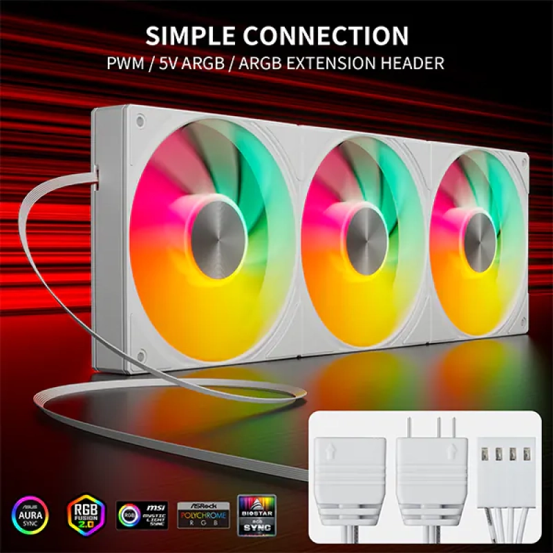 upHere U3TC3 ARGB All-in-One Casing Fan - White